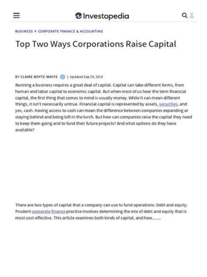 How did corporations raise capital?